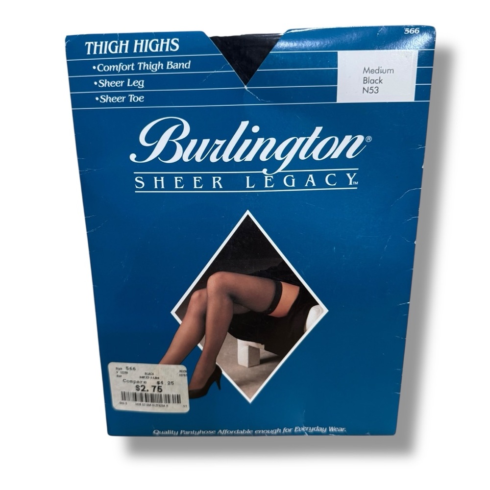Vintage Burlington Sheer Legacy Medium Black N53 Thigh Highs